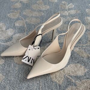 Zara Women's Chic White Slingback Heels